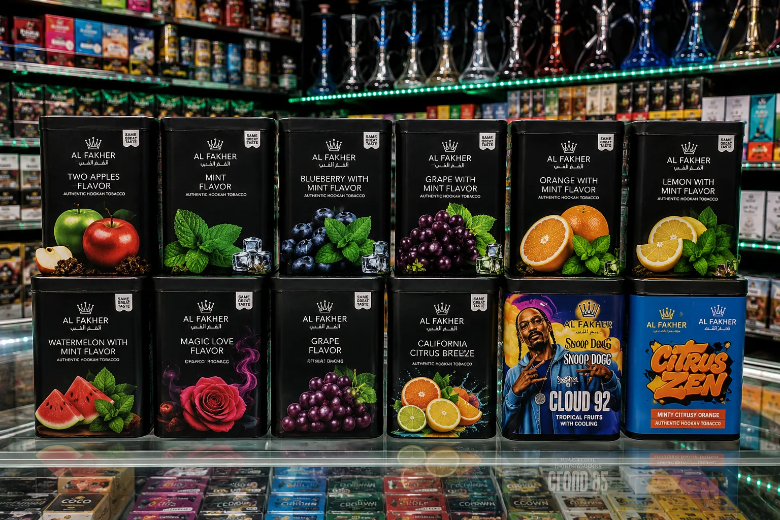Al Fakher premium shisha collection at Smokey Houston