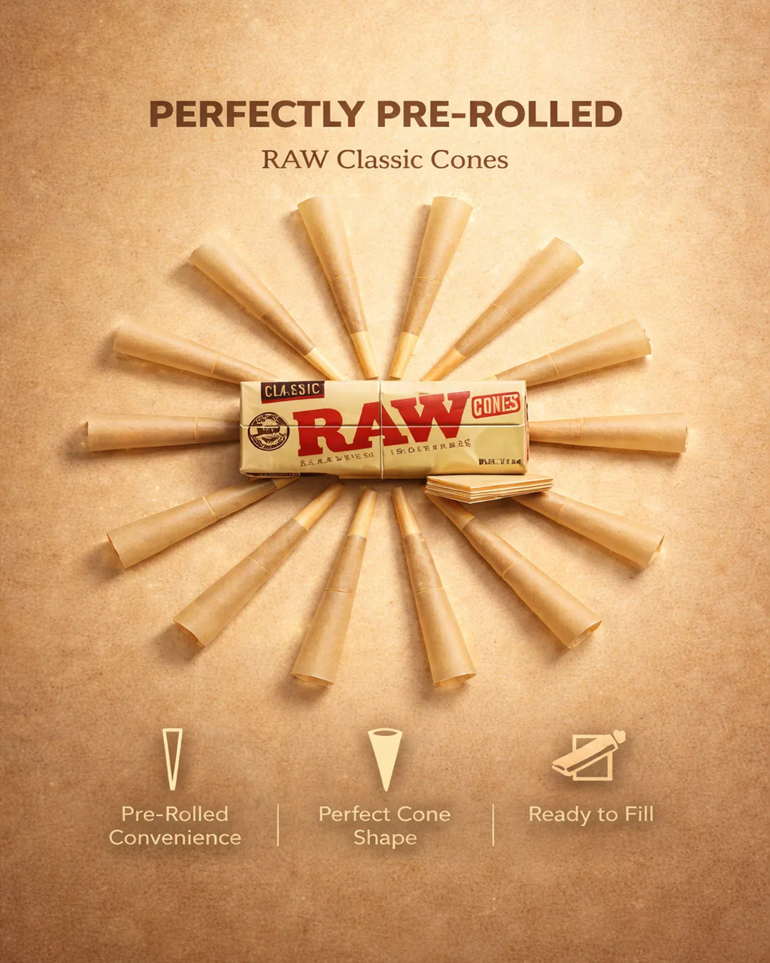 RAW Classic pre-rolled cones at Smokey Houston