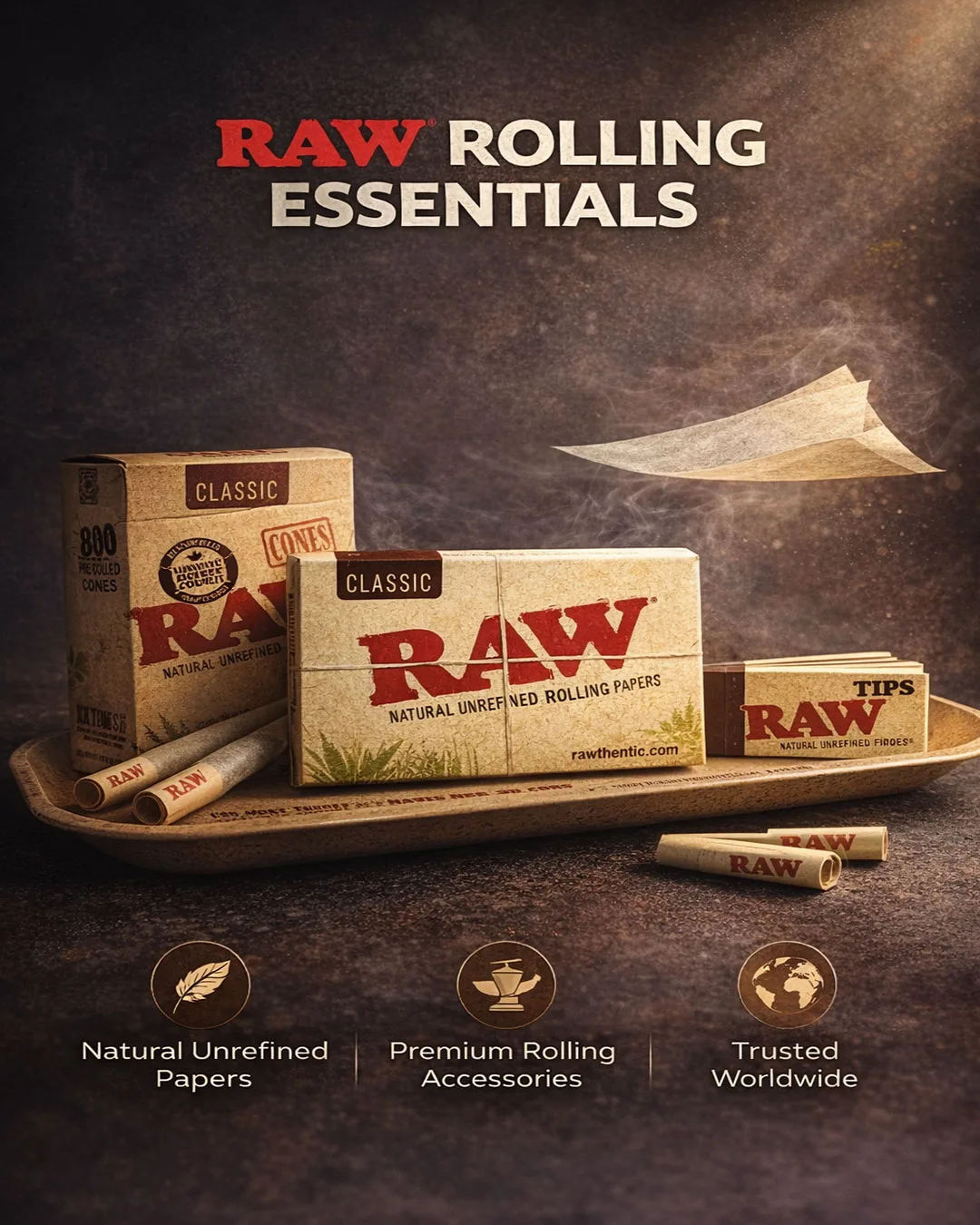 RAW rolling papers brand at Smokey Houston